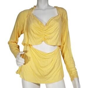 Eloquii Pullover V-Neck Stretch Top Yellow Size 22/24 NWT
